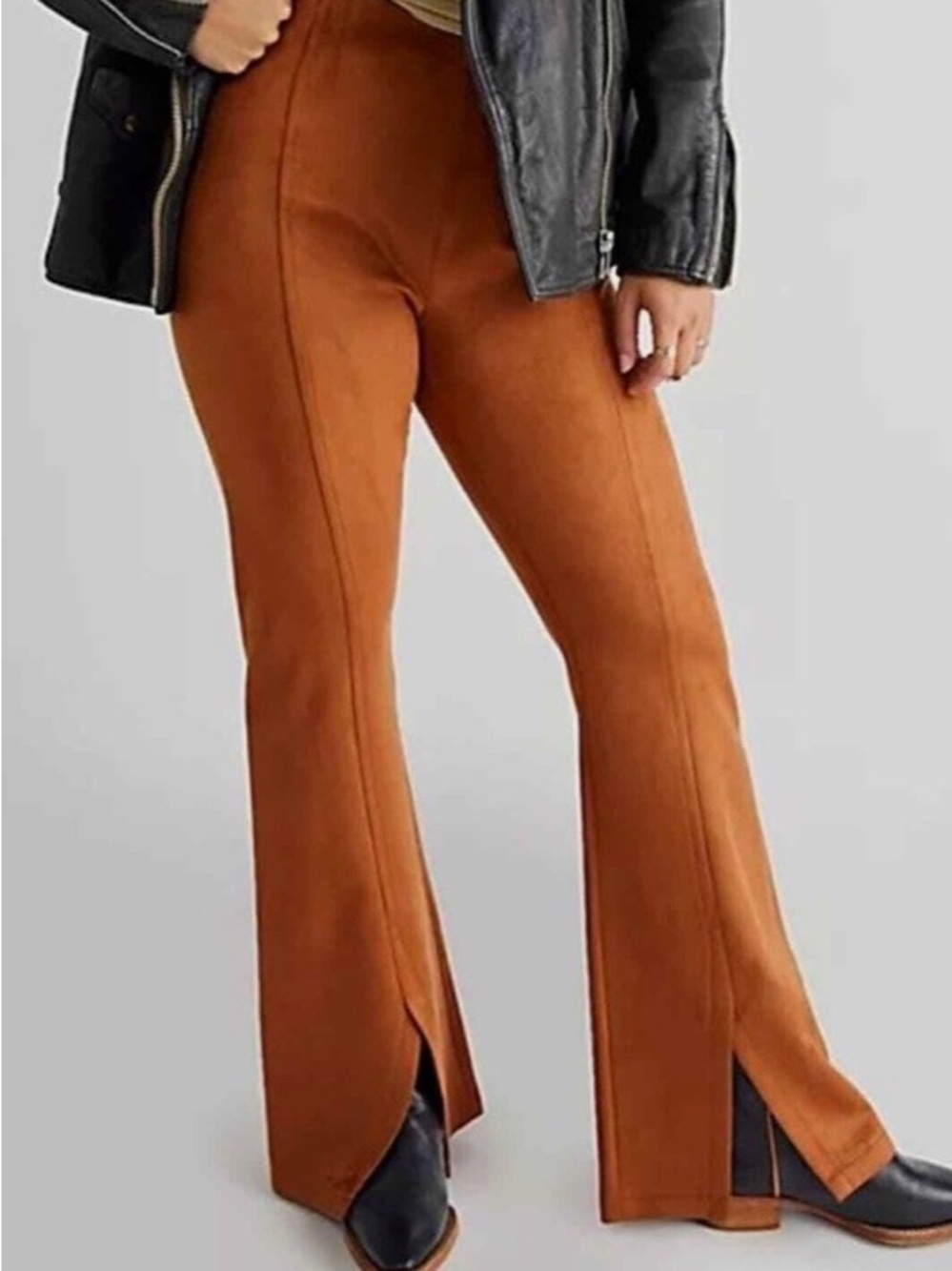 We The Free Rust Split-Hem Flare Pants